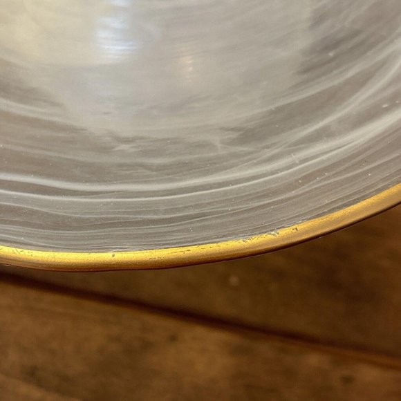 Small Frosted Gold Edge 8 1/4 Inch Round Pedestal Cake Plate. Cakes Treats - Picture 3 of 13